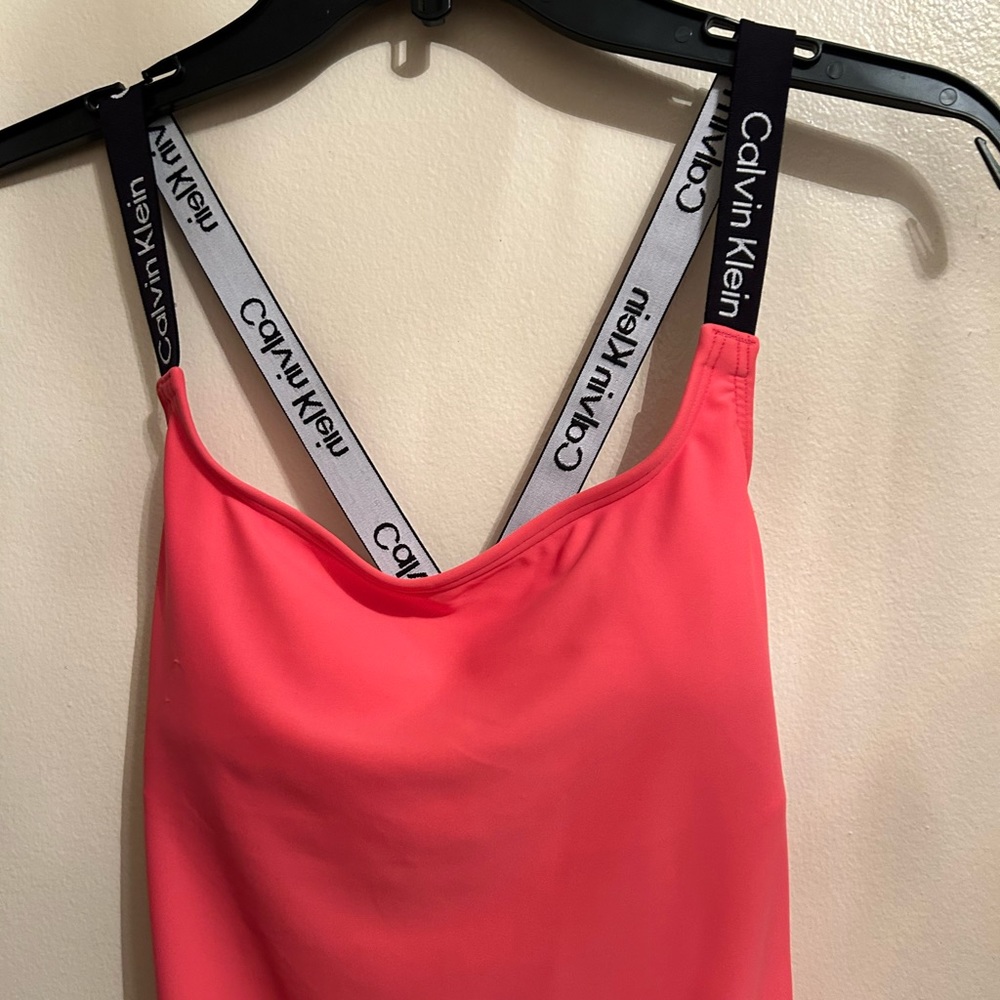 NWT CALVIN KLEIN Deep U-Back Criss-Cross Logo Elastic One-Piece Swimsuit -Size S - Picture 6 of 10